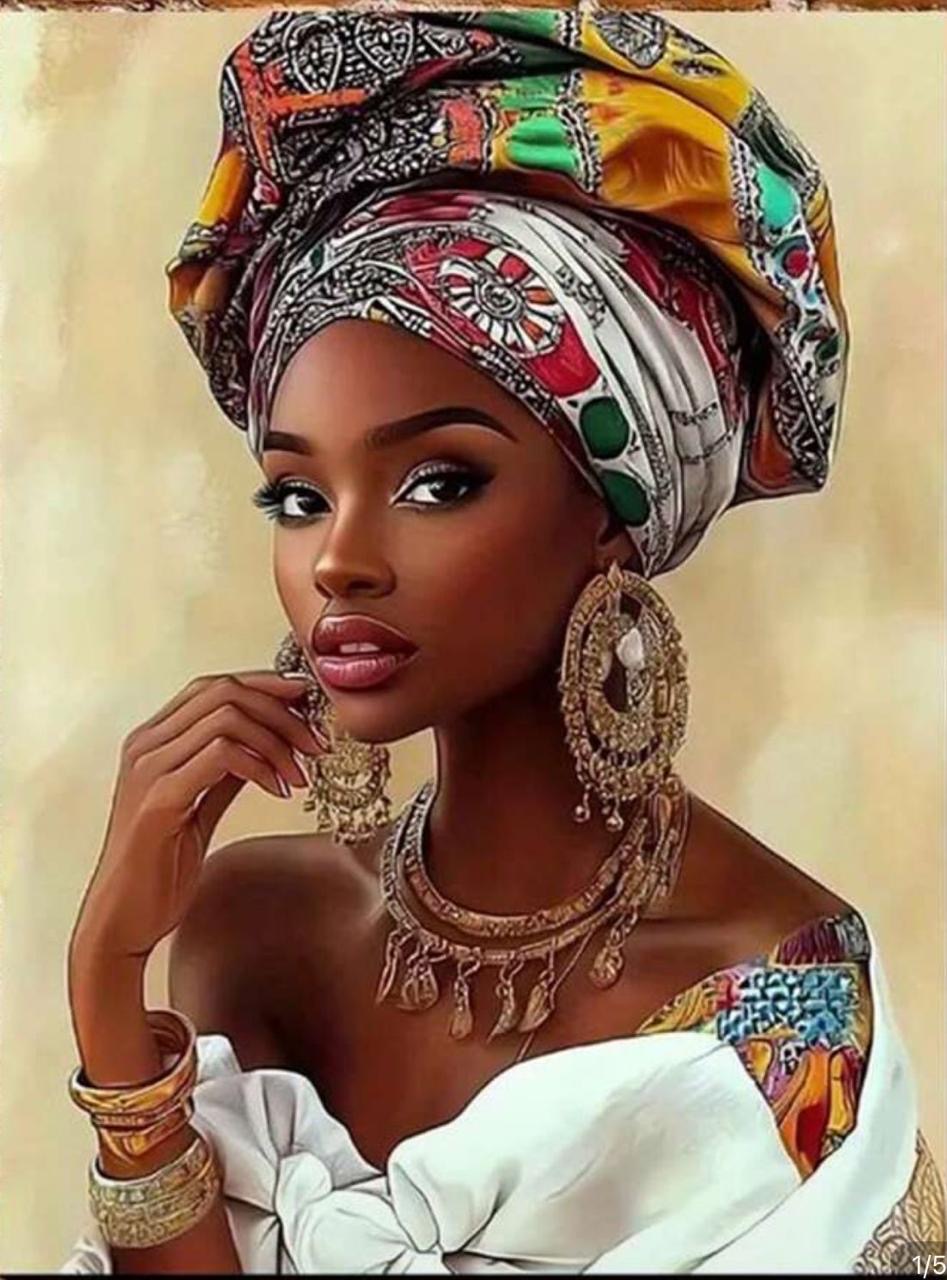 Diamond painting of an African portrait